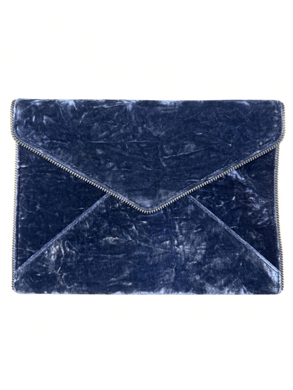 Rebecca Minkoff Crushed Velvet Envelope Clutch in Navy Blue Jean Blue NWOT